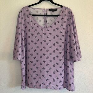 Eloquii Lavender Camera Print Flutter Sleeve Blouse